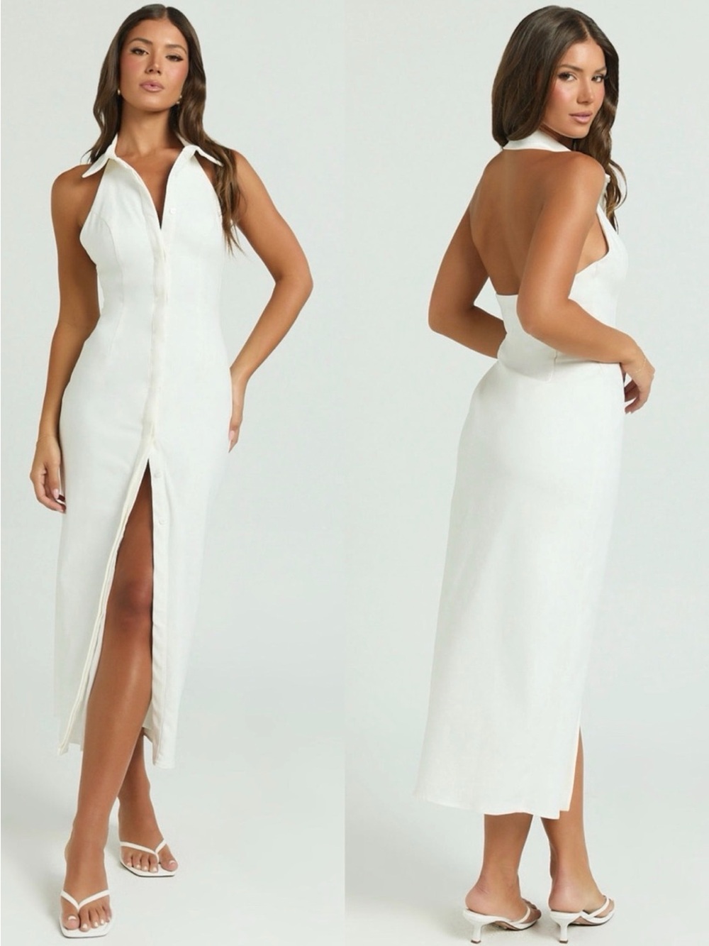 Showpo White Collared Button Midi Dress